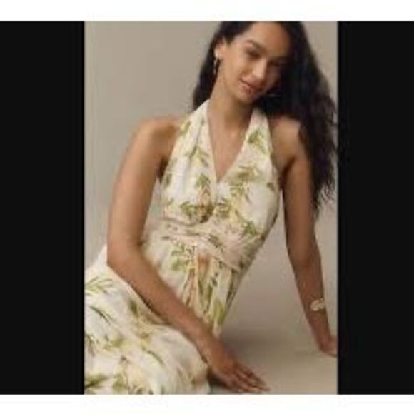 Farm Rio x Anthropologie V-Neck Floral Chiffon Maxi Dress - Picture 4 of 11